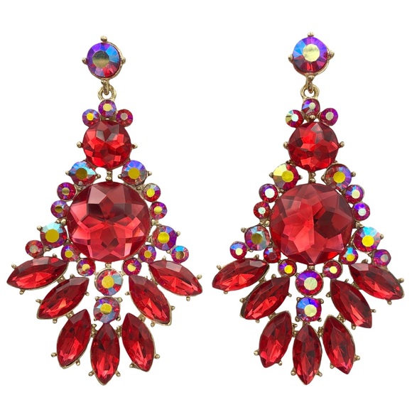 Fashion Jewelry Jewelry - Large Red AB Rhinestone Earrings